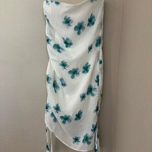 SABO Dress Womens Large Mini  Blue White Floral Sleeveless, Beach, Resort Wear.